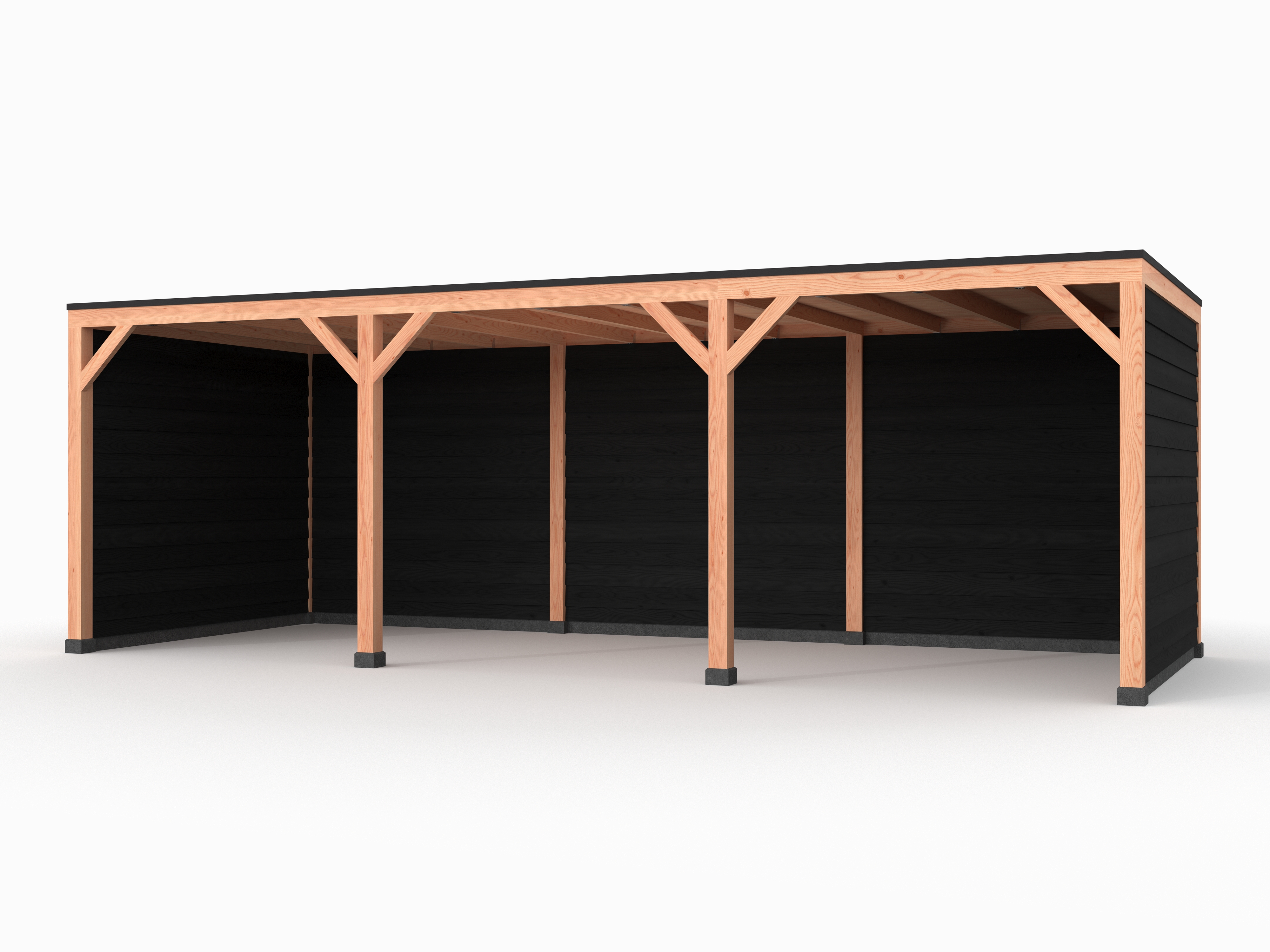Douglas overkapping, 750 x 300, met zwarte achterwand en twee zijwanden, Westwood Solo - Afbeelding 1